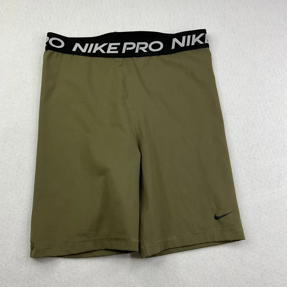 Nike Pro Compression Shorts 7'' Olive Green Train Athletic Gym Women's L DA0481
